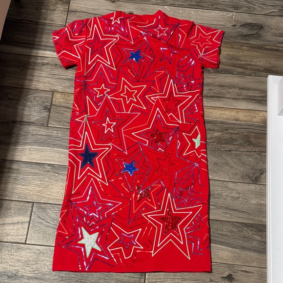 QUEEN OF SPARKLES Red Dress with Star Sequins - Picture 3 of 3